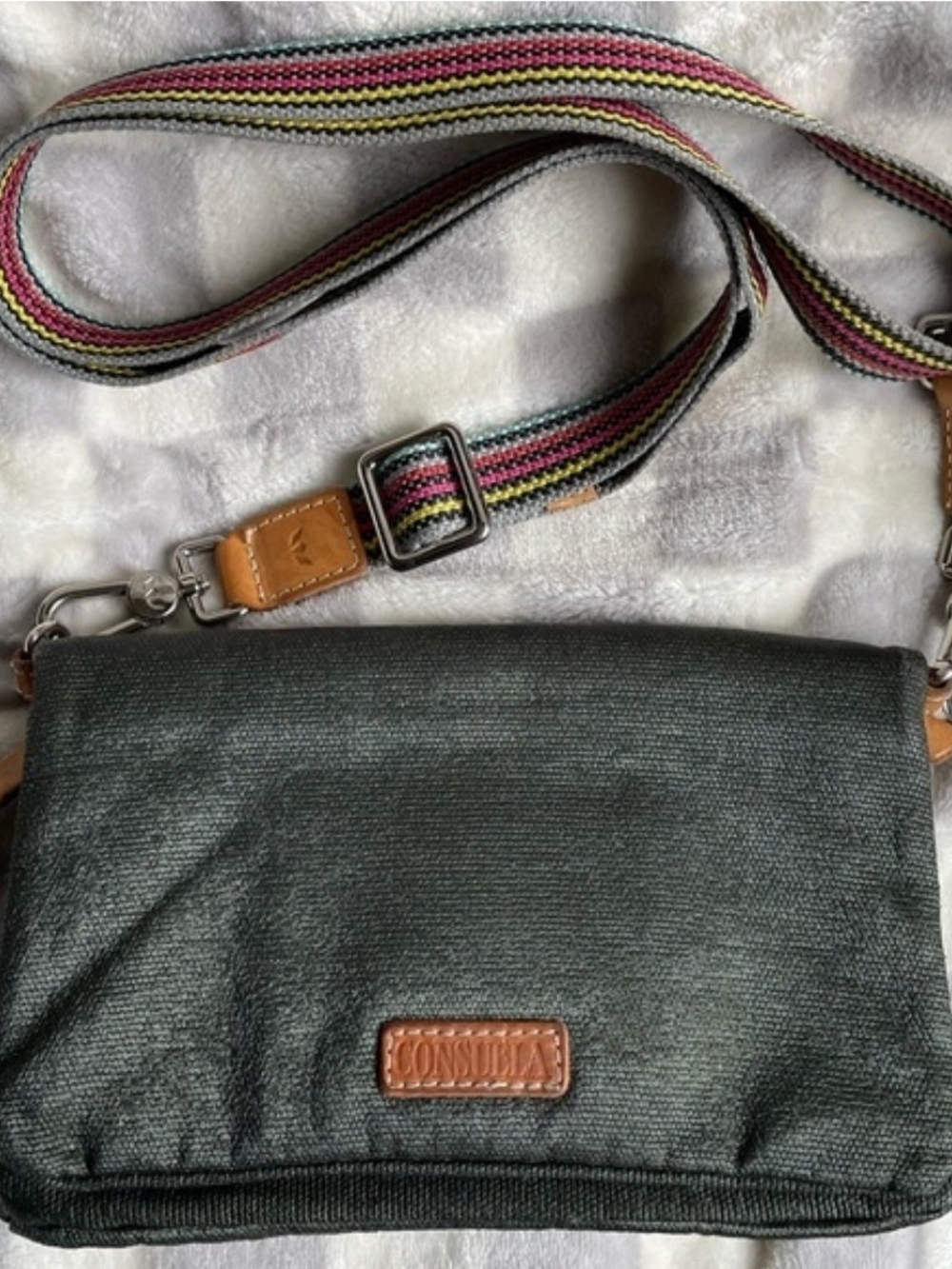 Discontinued-Consuela Canvas Zack Uptown Crossbody with Multicolor Striped Strap